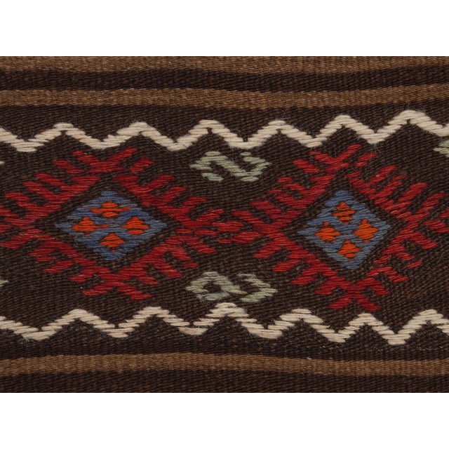 1970s Vintage Handmade Wool Cotton Brown Runner Rug For Sale - Image 11 of 11