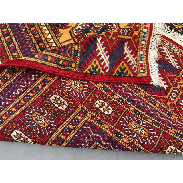 Yellow Vintage Turkmen Beshir Tribal Rug For Sale - Image 8 of 8