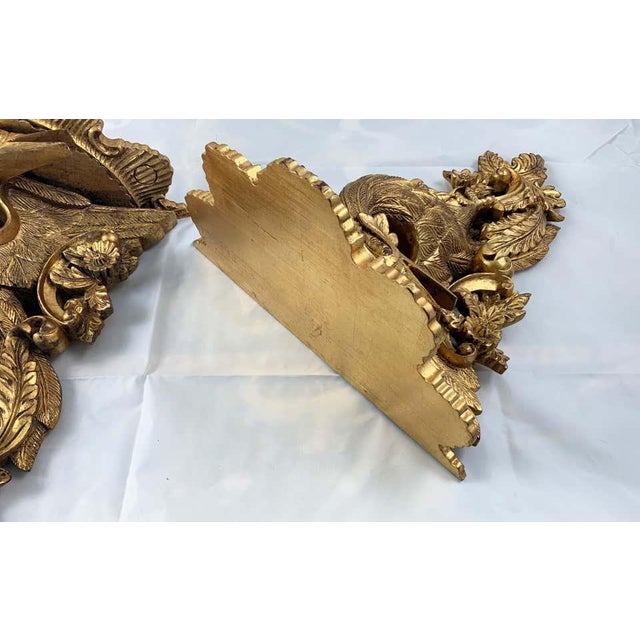 Wood 19th Century Carved Giltwood Wall Brackets, Set of 2 For Sale - Image 7 of 13