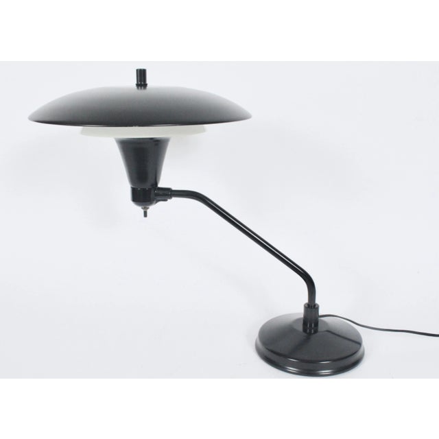 1960s Art Specialty Co. Black & White "Flying Saucer" Desk Lamp For Sale - Image 4 of 12