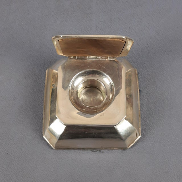 Antique Edwardian Inkwell in 925 Sterling Silver by Mappin & Webb, 1890s For Sale - Image 6 of 11