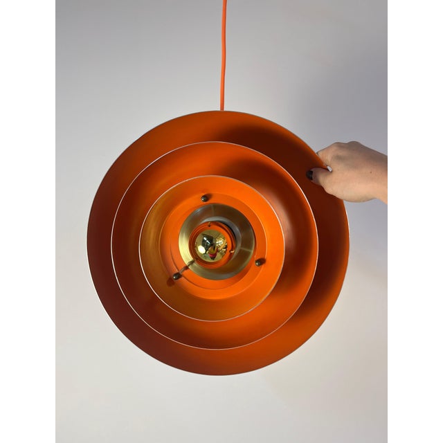 Danish Gold Orange Slatted Lamp For Sale - Image 5 of 11