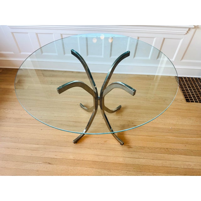 Mid-Century Modern Mid-Century Modern Chrome Glass. Dining Table For Sale - Image 3 of 11