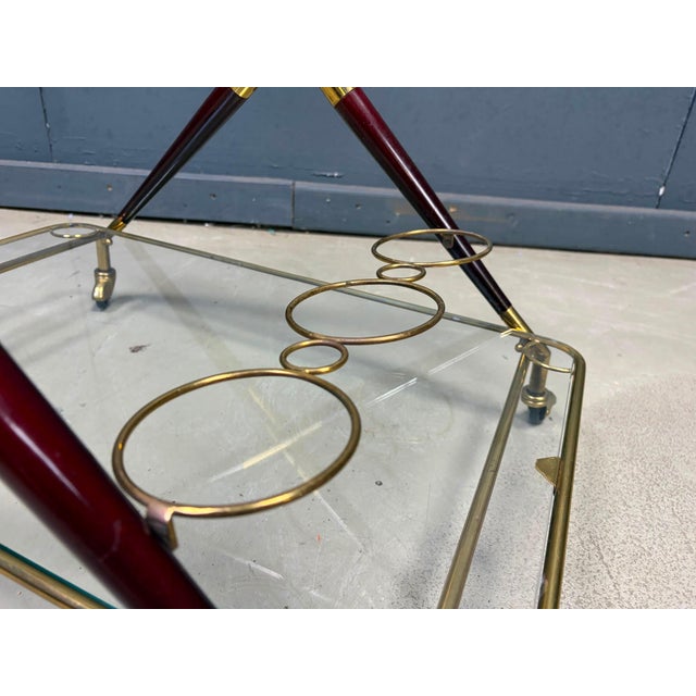 Gold Vintage Italian Serving Trolley by Cesare Lacca, 1950s For Sale - Image 8 of 12