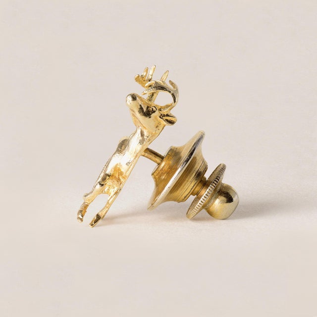 1960s Vintage 14k Gold Diamond Deer Brooch Pin For Sale - Image 5 of 5