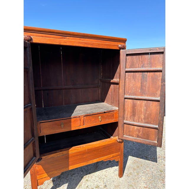 19th Century Antique Chinese Lacquered Ming Style Wedding Cabinet For Sale - Image 9 of 13