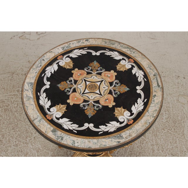 Italian Style Pietra Dura Inlaid Marble Top Center Table For Sale - Image 4 of 16