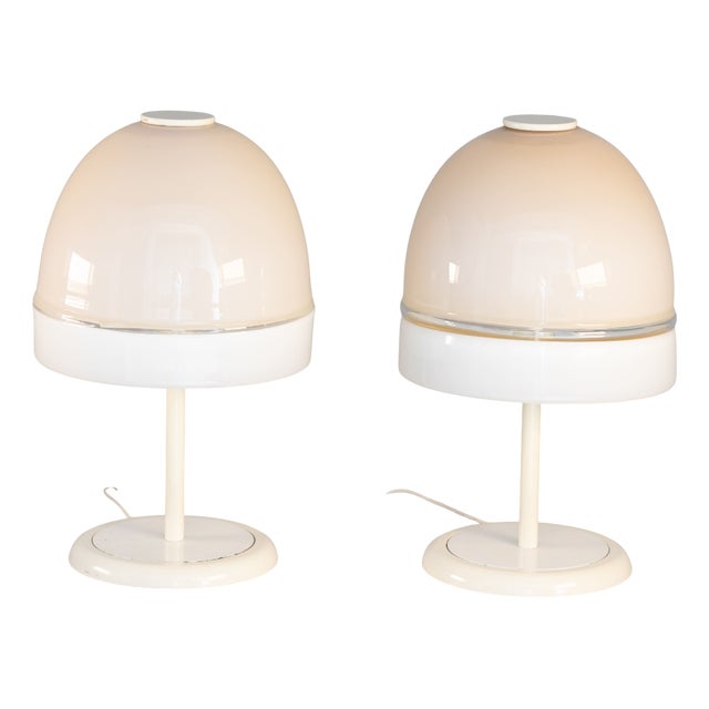 Glass Table Lamps from Leucos, 1970, Set of 2 For Sale