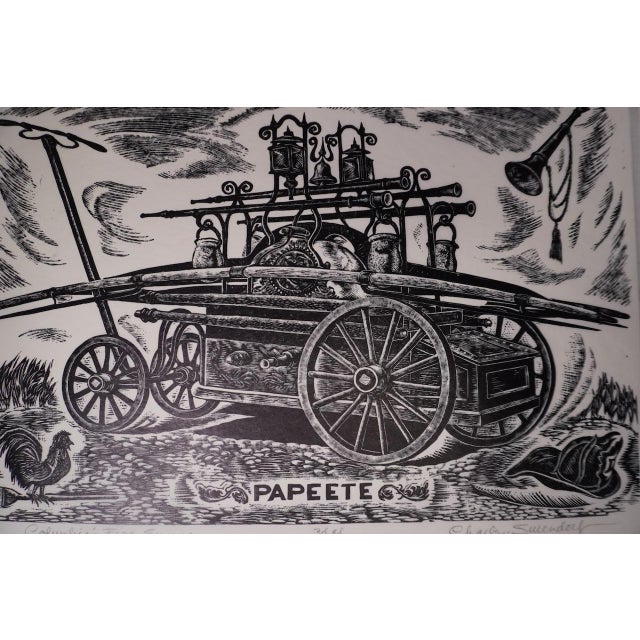 Charles Surendorf (1906-1979) Columbia's Fire Engine Named Papeete - Linocut For Sale - Image 4 of 4