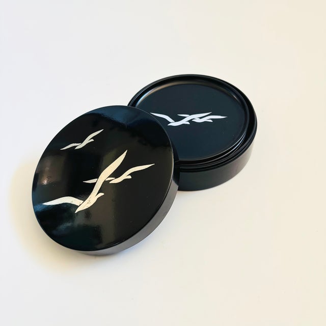 Mid 20th Century Otagiri Lacquerware Seagull Coasters - Set of 7 For Sale - Image 9 of 11