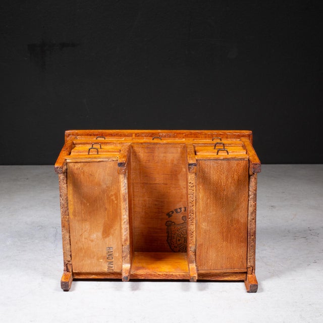 Brown Early 20th C. Handmade Cigar Box Art Library Desk c.1930 For Sale - Image 8 of 9