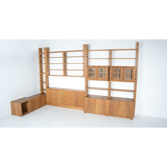 Wood Large Bookshelf with Bench attributed to Guiseppe Rivadossi for Officina Rivadossi, Italy, 1970 For Sale - Image 7 of 18