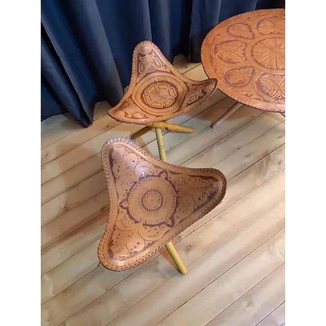 Safari Stools & Table Set, 1970s, Set of 5 For Sale - Image 6 of 16