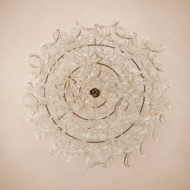 Mid-Century Modern Giogali Clear Murano Glass Chandelier attributed to Angelo Mangiarotti for Vistosi, 1970 For Sale - Image 3 of 8