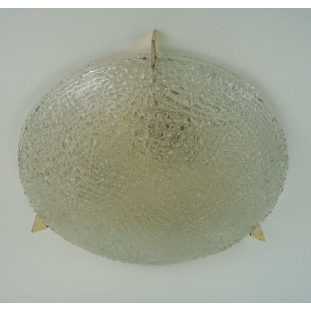 Vintage Ice Glass Ceiling Lamp Flush Mount with Relief Surface from Kaiser-Leuchten, 1960s For Sale - Image 10 of 18