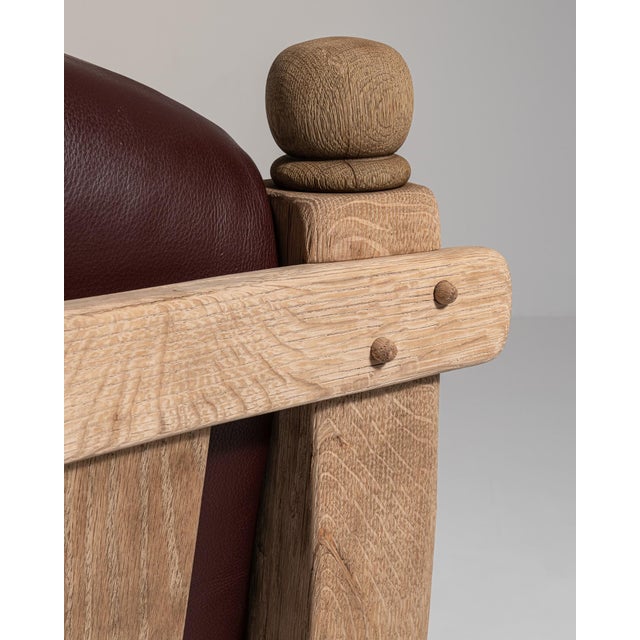 Wood 1970s Brutalist Brown Wood Pair of Club Chairs For Sale - Image 7 of 15