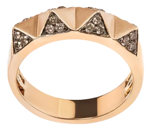 14K Rose Gold 1/4 Cttw Brown Diamond Pyramid Band Ring - Size 7