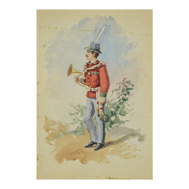 Unknown, Uniform of the Municipal Music Band, Original Ink and Watercolor, 1885 For Sale