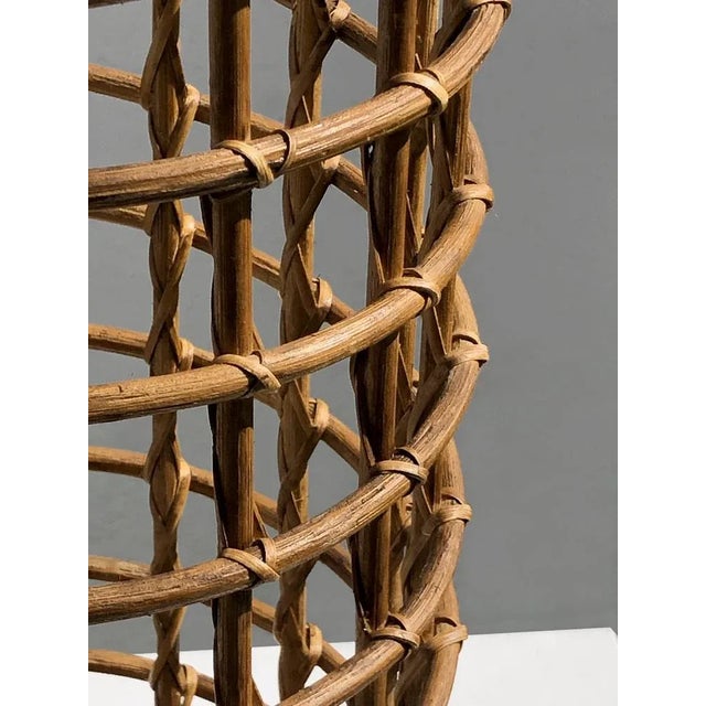 Cylindrical Rattan Baskets in the style of Audoux-Minet, France, 1950s For Sale - Image 4 of 6