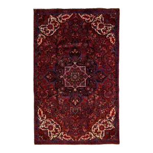 Vintage Handmade Persian Red Medallion Wool Rug 5'0" X 8'0"