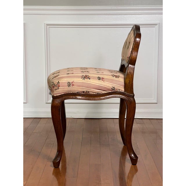 Don Ruseau Don Ruseau Louis XV Style Upholstered Vanity or Side Chair in Walnut, 1940s For Sale - Image 4 of 18