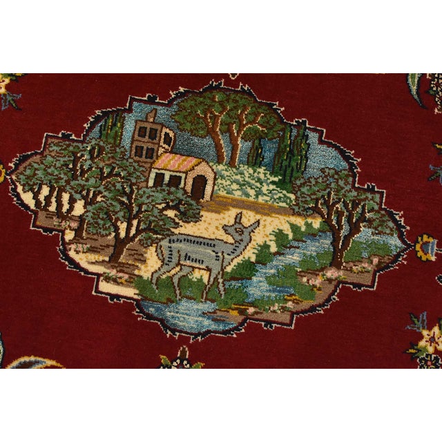 Kashan Rug 2’2” X 3’5” Red Wool/Silk Vintage Traditional Hand-Knotted Carpet For Sale - Image 4 of 7