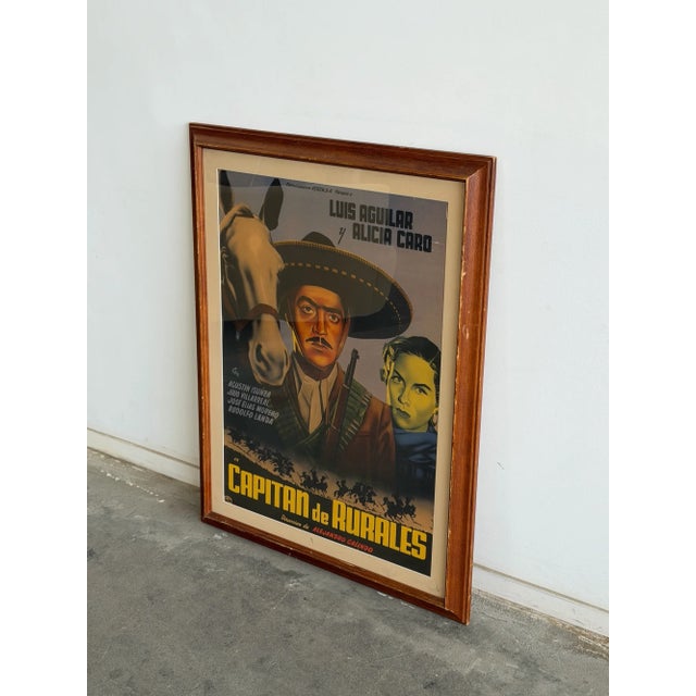 W33.75 H44 Vintage Mexican film poster for Capitán de Rurales, featuring bold cinematic artwork and dramatic imagery...