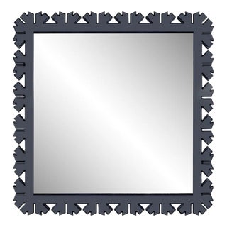 Fleur Home Audubon Bamboo Sticks Square Mirror in Hale Navy, 24x24 For Sale