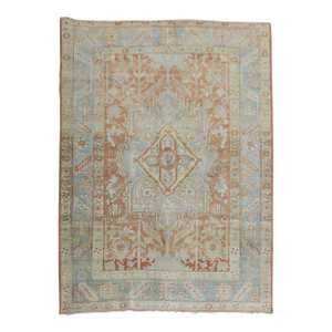 Zabihi Collection Apricot Soft Blue Persian Heriz Rug