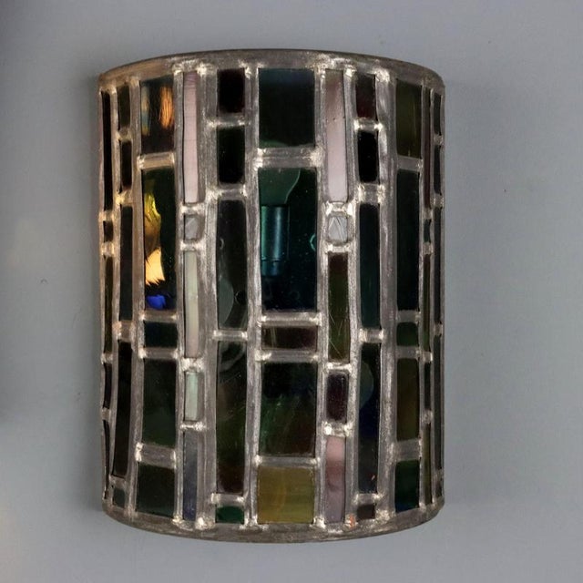 Wall Lamps with Stained Glass, Set of 2 For Sale - Image 5 of 6