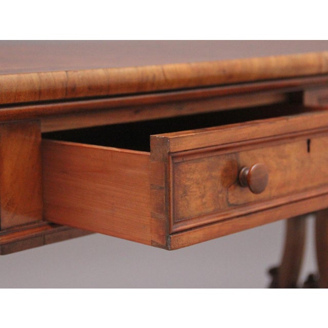 19th Century Burr Walnut Library Table, 1860 For Sale - Image 6 of 12