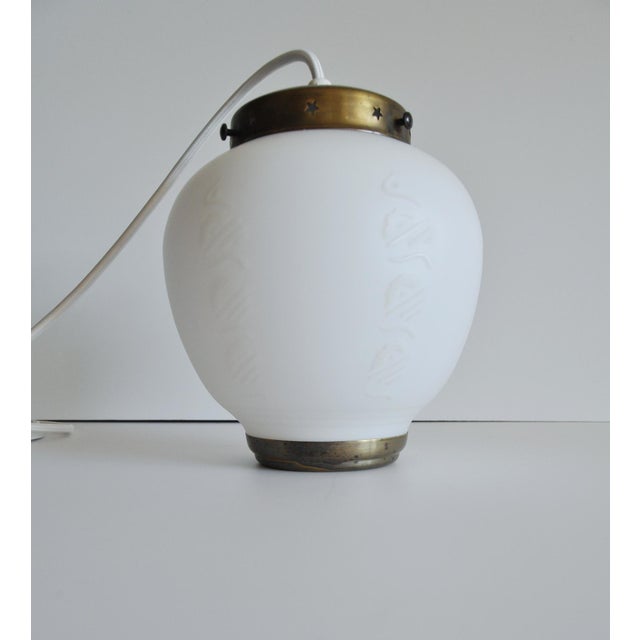 Scandinavian Art Deco Opaline Glass Pendant Lamp, 1930s For Sale - Image 6 of 9