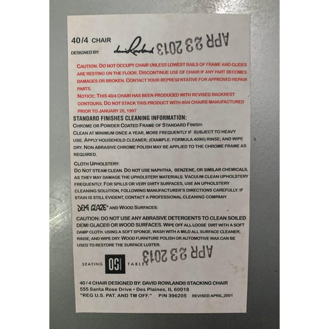 Minimalist Postmodern Iridescent Blue Marble Steel 40/4 Chairs – 2023 Reproduction of the David Rowland Design, Chrome Frame, Set of 4 For Sale - Image 11 of 11