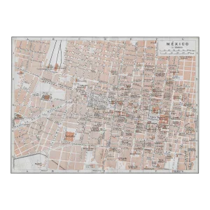1909 Antique Map of Mexico City