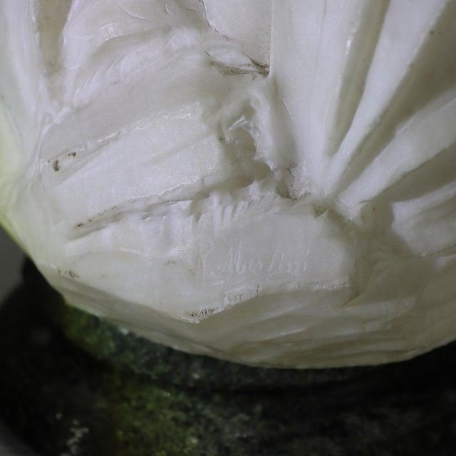 Antique Alabaster Sculpture of a Woman With Marble Base, Artist Signed, C1890 For Sale - Image 12 of 15