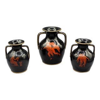 1859-1861 English Set of Three Greek Revival Amphora Vases by Bates, Brown-Westhead, and Moore For Sale