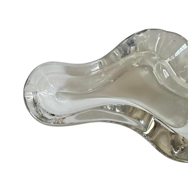 Glass Vintage Italian Clear Glass Murano Style Wavy / Organic / Freeform Ashtray / Vide Poche / Valet / Trinket Dish, Circa 1970 For Sale - Image 7 of 8
