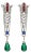 Ben Amun Silver Drop Clip Earrings with Clear, Red and Blue Crystals and Green Stones - 2 Pieces For Sale