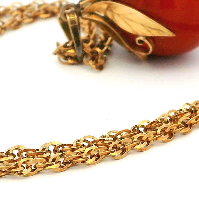 Vintage Italian 18k Rose Gold Mediterranean Coral Sphere Pendant Necklace For Sale - Image 11 of 12