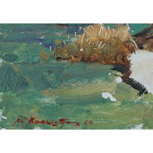 1960s Original Spring Landscape Oil Painting, Impressionism, 1969 For Sale - Image 5 of 6