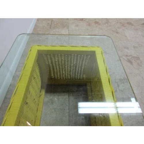 Drexel Yellow Wicker & Glass Top Coffee Table For Sale - Image 9 of 10
