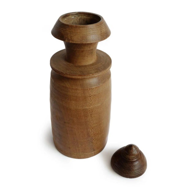 Antique Old Tekhi Wood Storage Jar For Sale - Image 4 of 5