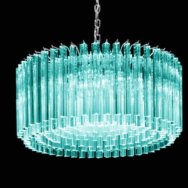 Murano Mid-Century Modern Italian Light-Blue Triedro "Concava" Chandelier For Sale - Image 4 of 4