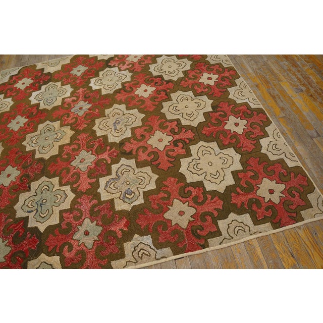 1900 - 1909 American Hooked Rug For Sale - Image 5 of 11