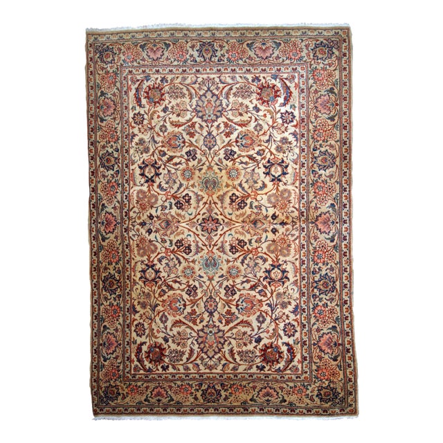 Early 20th Century Handmade Antique Persian Kashan Rug For Sale