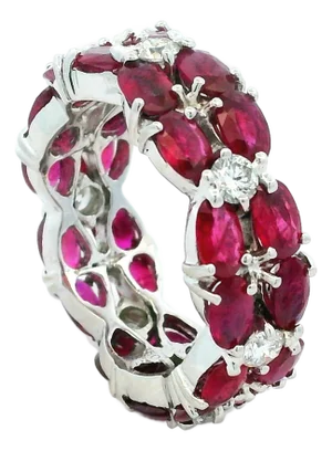 18k White Gold Ruby and Diamond Eternity Band Ring, 5.50 Carats, Size 8