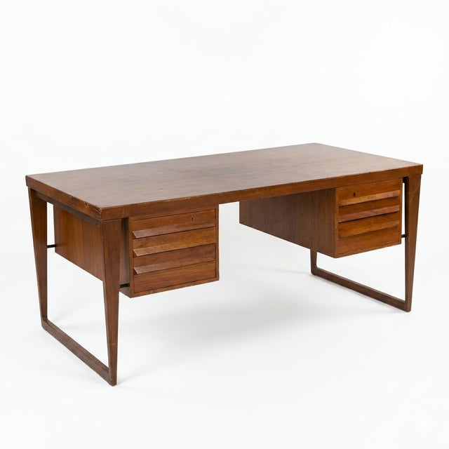 Kai Kristiansen Attributed to Kai Kristiansen Teak Desk Mid Century Modern Danish C. 1960s For Sale - Image 4 of 16