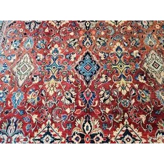 Vintage Persian Mahal Sultanabad Rug, Hand-Knotted Wool, Geometric Pattern, Red & Blue, 9x13 For Sale - Image 11 of 11
