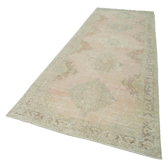 Boho Chic Beige Turkish Traditional Handmade Vintage Runner Rug For Sale - Image 3 of 7