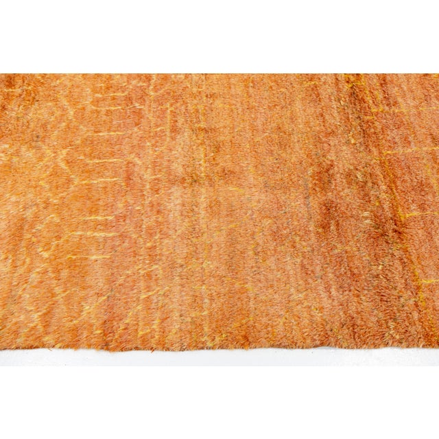 Textile Modern Moroccan Style Terracotta Wool Rug - Hand- Knotted Minimalist Area Rug For Sale - Image 7 of 12